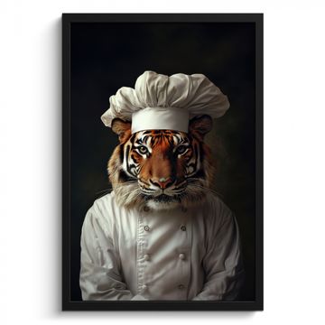 Poster met lijst - Tijger - Kokskleding - Bruin
