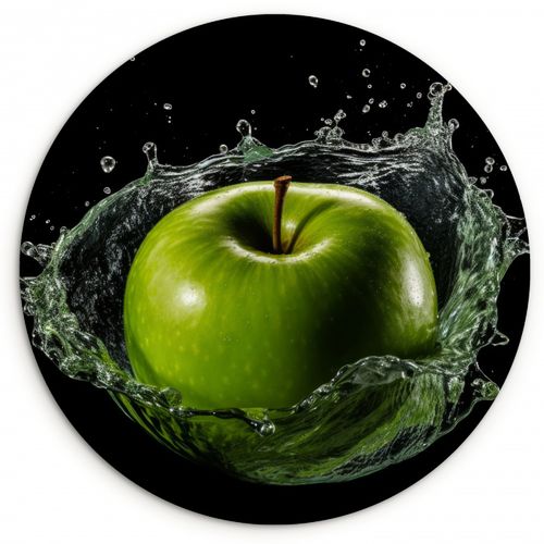 Muurcirkel - Appel - Groen - Fruit - Water - Zwart