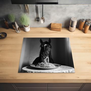 Inductie beschermer - Paard - Bord - Pasta - Tafelkleed - Zwart Wit - Dieren