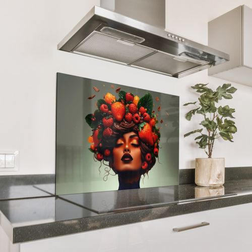 Spatscherm Aluminium - Vrouw - Chocolade - Frambozen - Aardbeien - Koekjes