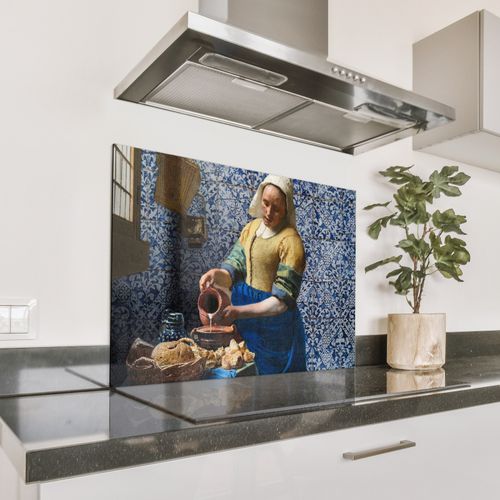 Spatscherm Aluminium - Het Melkmeisje in Delftsblauw