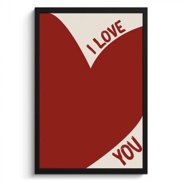 Poster met lijst - Loveyou - Rood - Hart