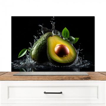 Spatscherm Aluminium - Avocado - Groente - Bladeren - Water - Zwart - Groen