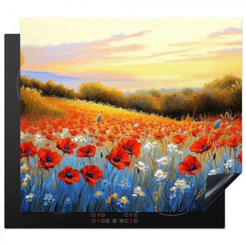 Inductie beschermer - Klaproos - Bloemenveld - Kleurrijk
