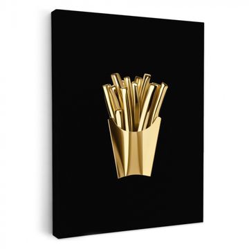 Canvas schilderij - Friet - Goud - Chrome - Eten