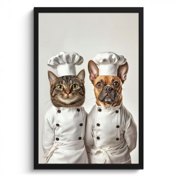 Poster met lijst - Kat - Hond - Kokskleding
