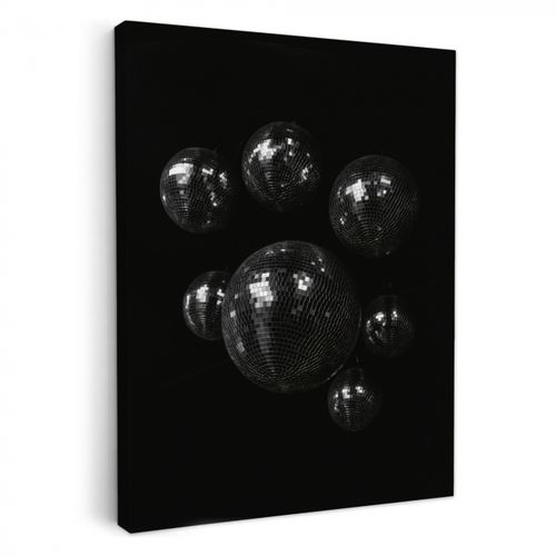 Canvas schilderij - Discoballen - Minimalistisch - Zwart