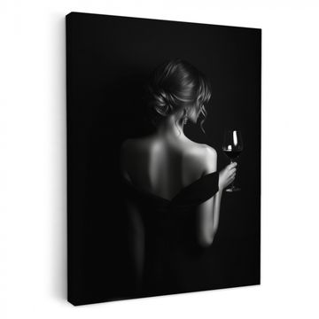 Canvas schilderij - Vrouw - Wijn - Jurk