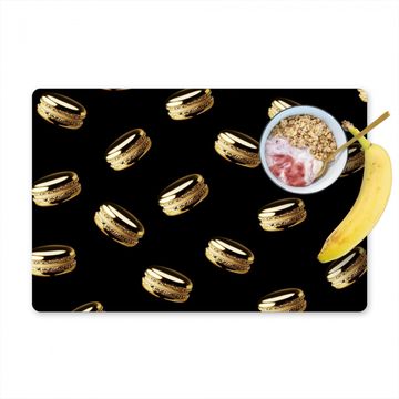 Placemat vinyl - Macarons - Patroon - Goud - Zwart