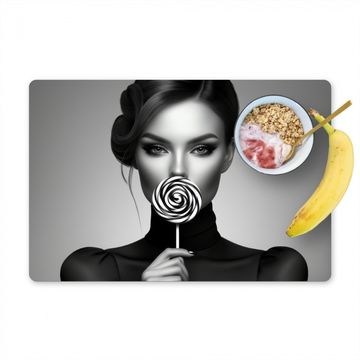 Placemat vinyl - Vrouw - Lolly - Zwart