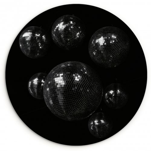 Muurcirkel - Discoballen - Minimalistisch - Zwart