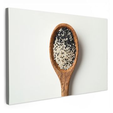Canvas schilderij - Lepel - Sesam - Wit