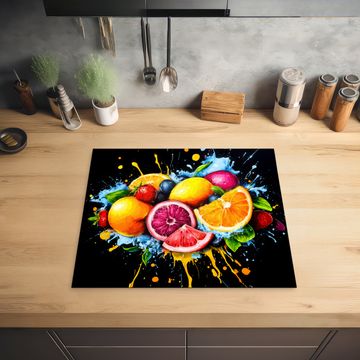 Inductie beschermer - Fruit - Graffiti - Kleurrijk - Sinaasappel - Aardbei - Abstract