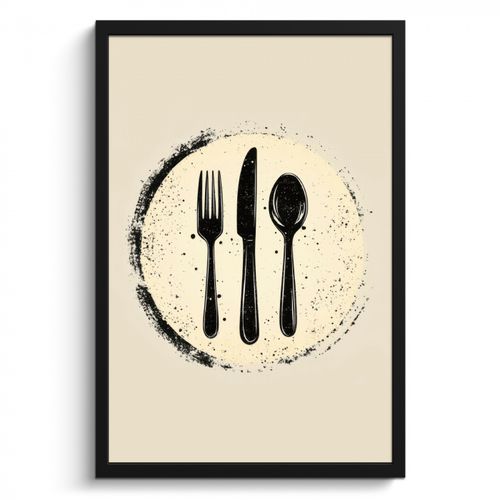 Poster met lijst - Zwart - Bestek - Rondje