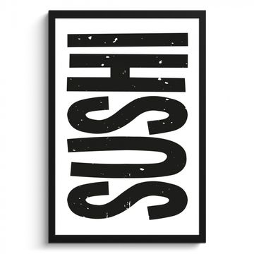 Poster met lijst - Japandi - Sushi - Zwart - Vintage