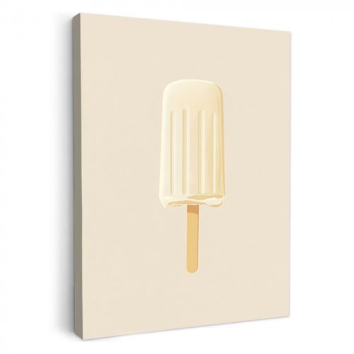 Canvas schilderij - Minimalistisch - Waterijsje - Stokje - Beige