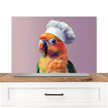 Spatscherm Aluminium - Papegaai - Koksmuts - Nieuwsgierig - Vogel