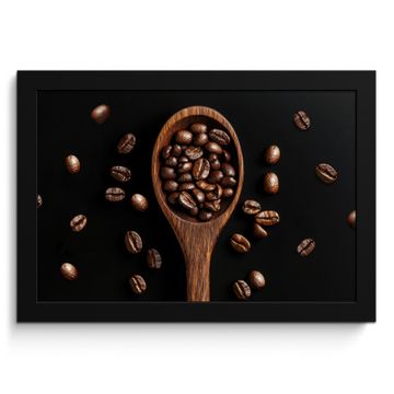 Poster met lijst - Hout - Zwart - Koffiebonen