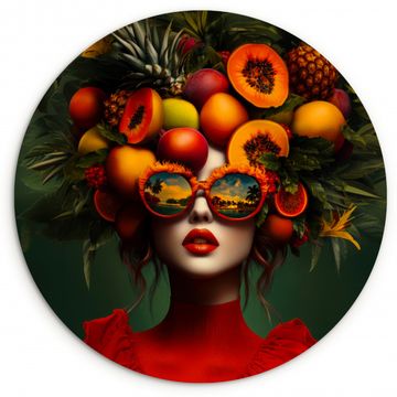 Muurcirkel - Vrouw - Vruchten - Papaja - Ananas