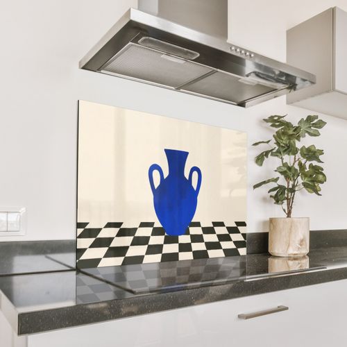 Spatscherm Aluminium - Vaas - Blauw - Geblokt - Modern