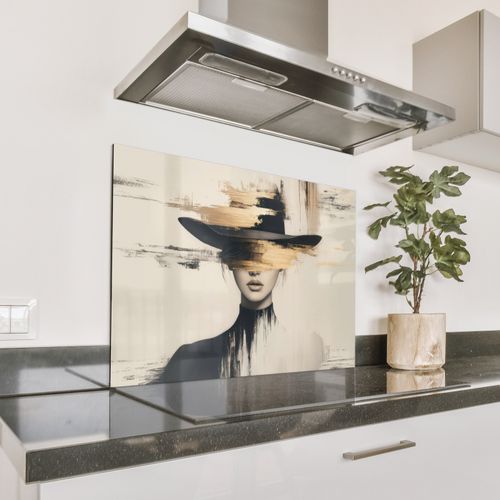 Spatscherm Aluminium - Vrouw - Hoed - Verf