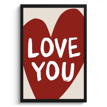Poster met lijst - Loveyou - Hart - Rood