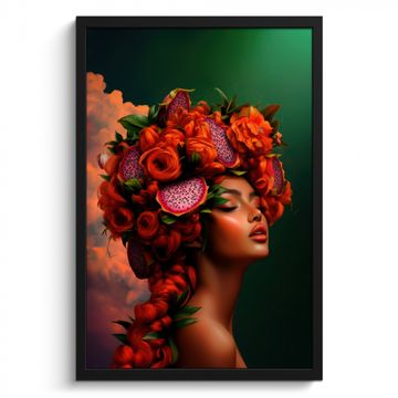 Poster met lijst - Vrouw - Drankenfruit - Rozen