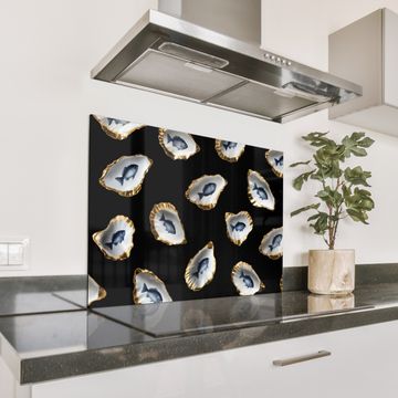 Spatscherm Aluminium - Oesters - Vissen - Blauw - Goud