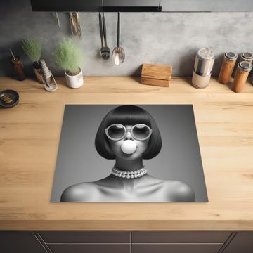 Inductie beschermer - Vrouw - Zwart Wit - Ketting - Zonnebril