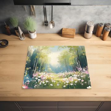 Inductie beschermer - Bos - Schilderstijl - Kleurrijk