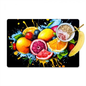 Placemat vinyl - Fruit - Graffiti - Kleurrijk - Sinaasappel - Aardbei - Abstract