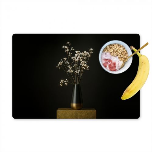 Placemat vinyl - Bloembollen - Wit - Vaas - Minimalistisch