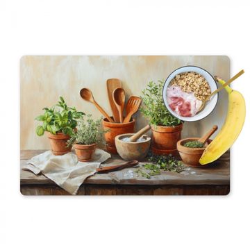 Placemat vinyl - Potten - Kruiden - Hout