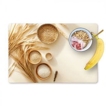 Placemat vinyl - Granen - Hout - Kom - Beige