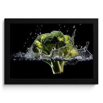 Poster met lijst - Broccoli - Groen - Water - Zwart