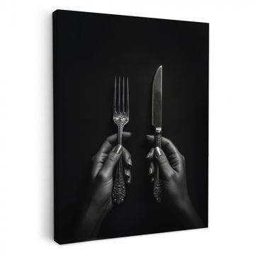 Canvas schilderij - Bestek - Zwart - Wit