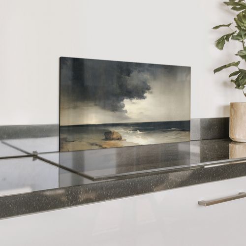 Spatscherm Aluminium - Kust - Golven - Rots - Storm