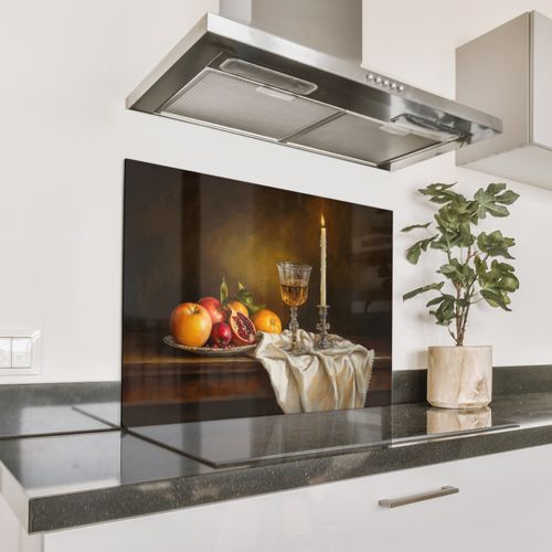 Spatscherm Aluminium - Fruit -  Stilleven - Wijn - Kaars