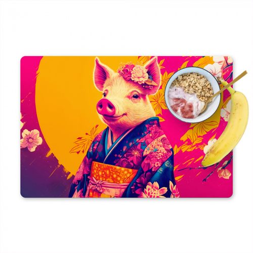 Placemat vinyl - Varken - Bloemkroon - Kimono - Abstract