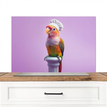Spatscherm Aluminium - Papegaai - Koksmuts - Pilaar - Vogel