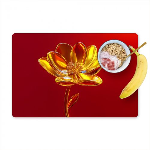 Placemat vinyl - Bloem - Goud - Glazen