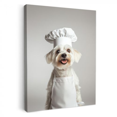 Canvas schilderij - Hond - Wit - Kok