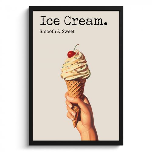 Poster met lijst - Ice cream - Softijs - Kleurrijk - Kers