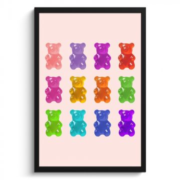 Poster met lijst - Beer- Gummy - Kleurrijk - Snoep