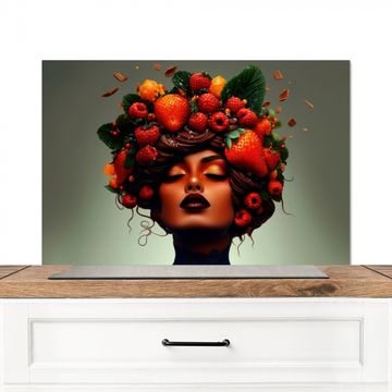 Spatscherm Aluminium - Vrouw - Chocolade - Frambozen - Aardbeien - Koekjes