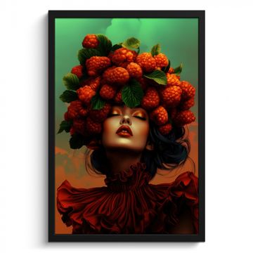 Poster met lijst - Vrouw - Frambozen - Bladeren