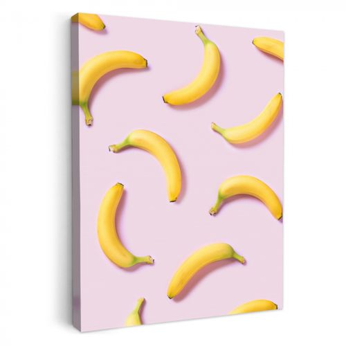 Canvas schilderij - Gele Curve op Roze