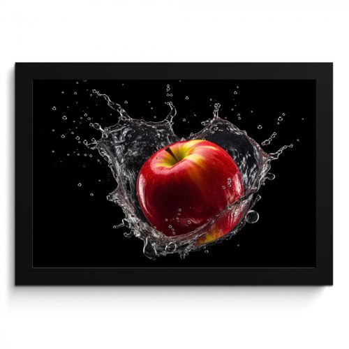 Poster met lijst - Appel - Rood - Water - Zwart - Fruit