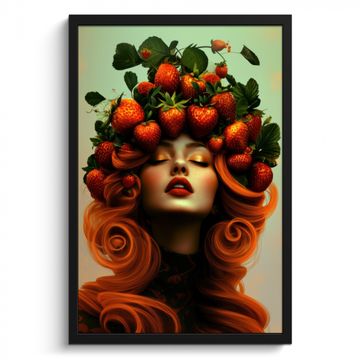 Poster met lijst - Vrouw - Aardbeien - Kroon