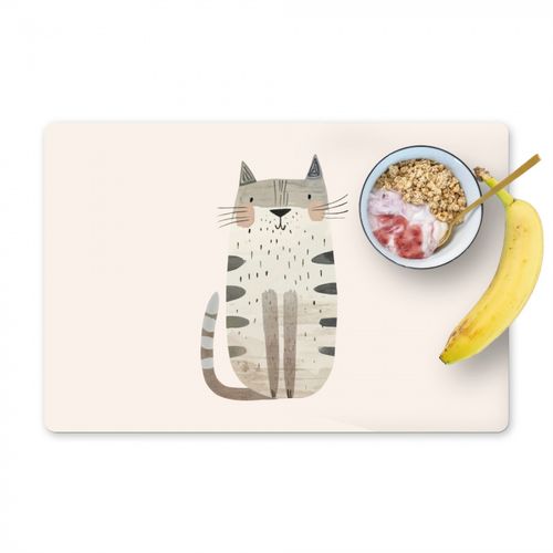Placemat vinyl - Kat - Dieren - Beige